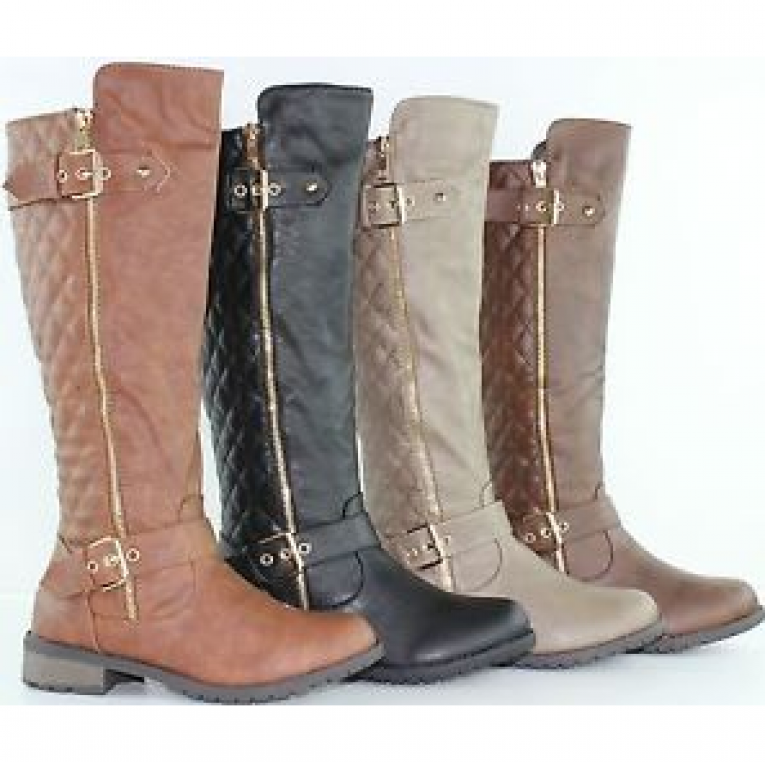 Women's Fashion Knee High Flat Heel Riding Boots - La Shoppinista ¡para ...