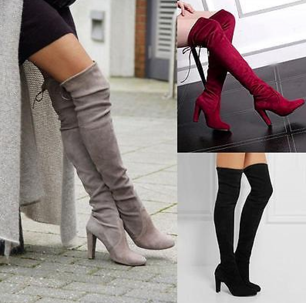 Over Knee Shoes High Heel Winter Autumn Slip on Leisure Lace up Women Boots