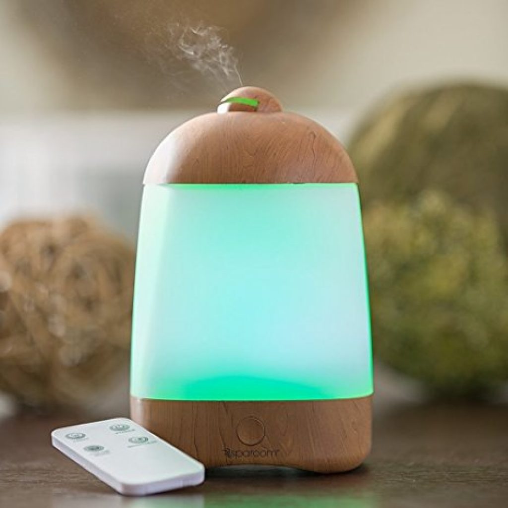 SpaRoom SpaMist Wood Grain Ultrasonic Aromatherapy Diffuser and Ultrasonic Cool Misting Humidifier for Essential Oils