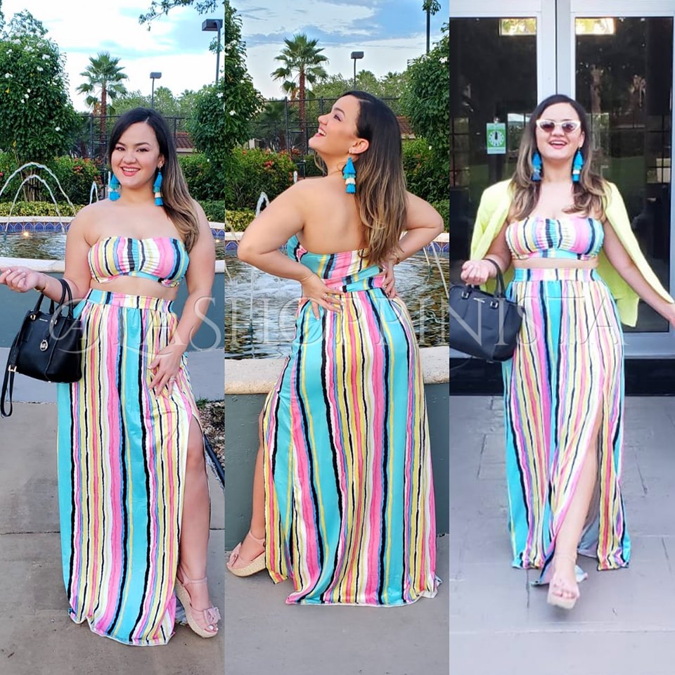 2 pcs Colorful Maxi Skirt & Crop Top – Small to XLarge
